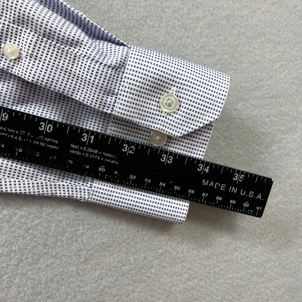 Banana Republic Dress Shirt Mens Medium Blue White Slim Fit Micro Check Preppy